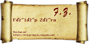 Fülöp Zóra névjegykártya