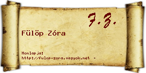 Fülöp Zóra névjegykártya